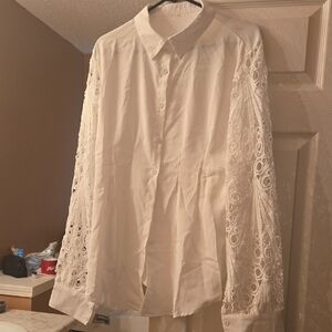 Elegant White Lace Sleeve Blouse